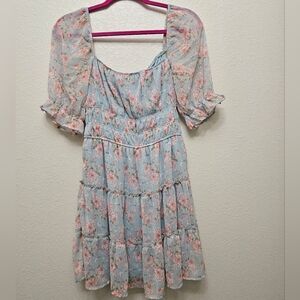 Trixxie Blue Floral Tiered Dress